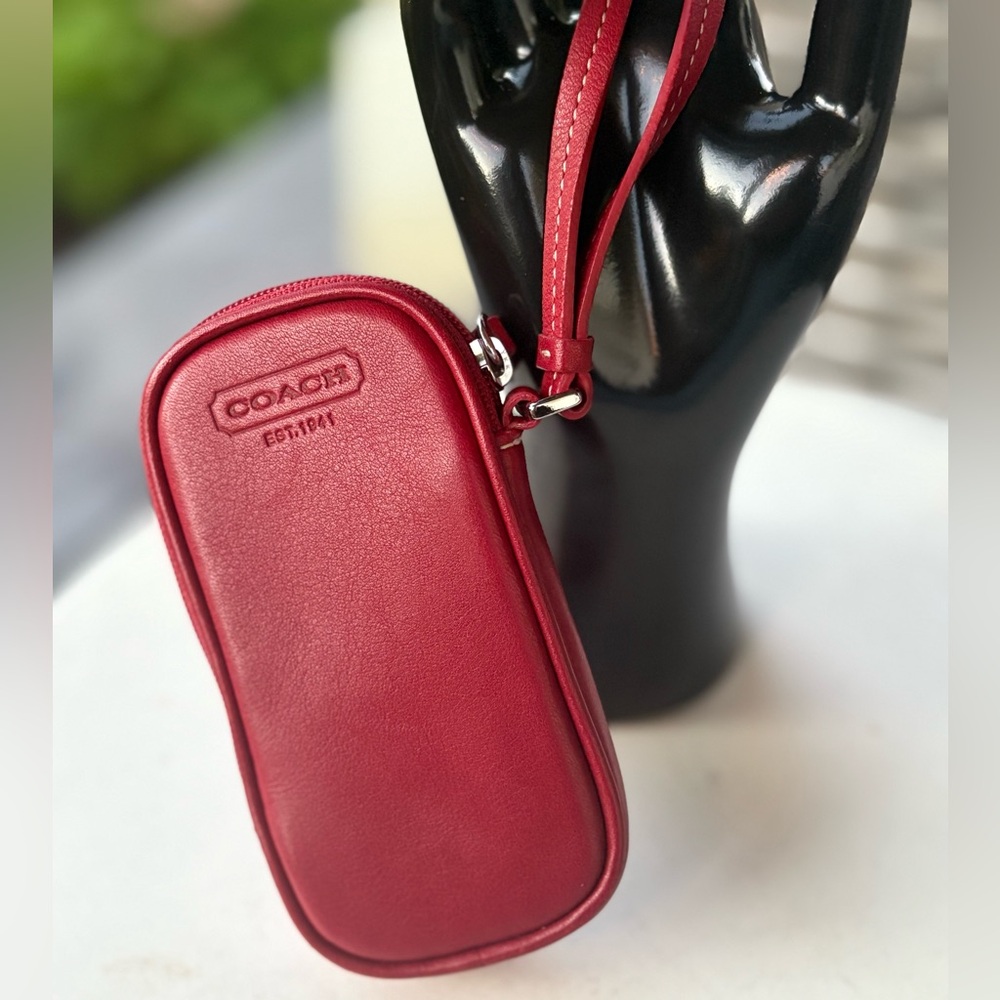 Coach Vintage Red Leather Mini Wristlet / Tech Case